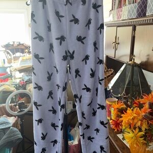 PLAYBOY Purple Pajama Pants with Black Bunny Print